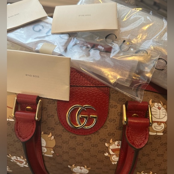 GUCCI X DORAEMON GG Supreme Canvas Duffle Shoulder Bag Beige 647815 - Picture 5 of 6